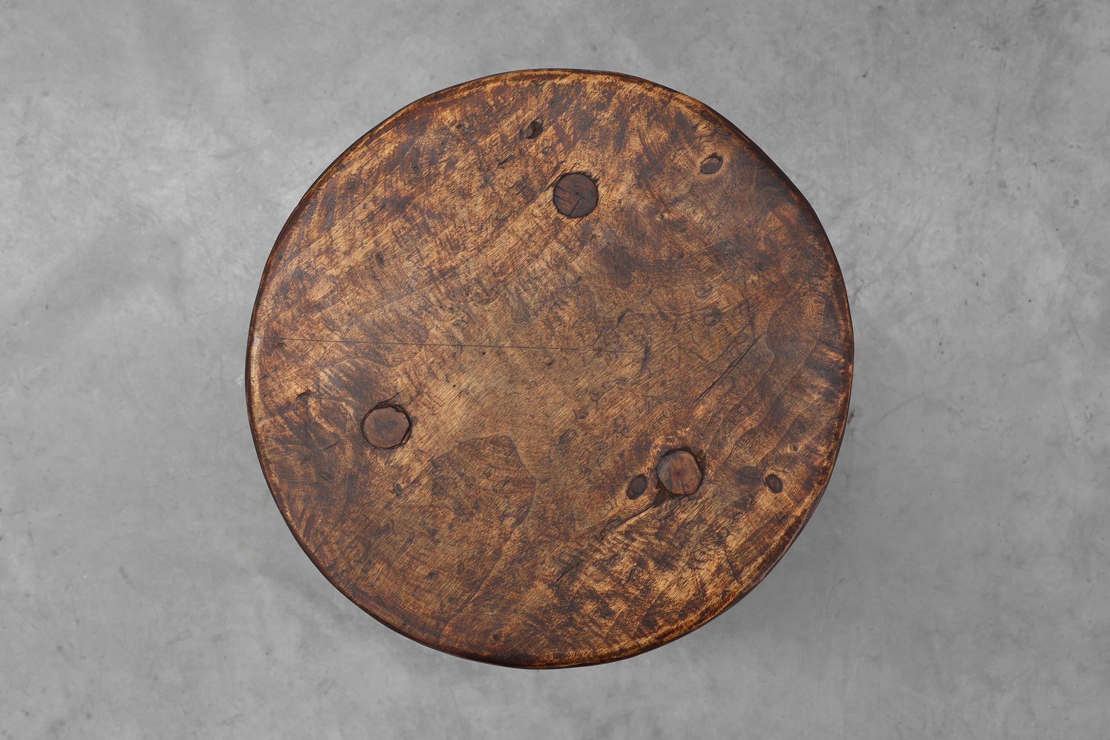 Rustic French wooden stool in wabi sabi style, ca. 1850thumbnail